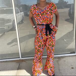 African clothing for women Ankara kente print jumpsuit